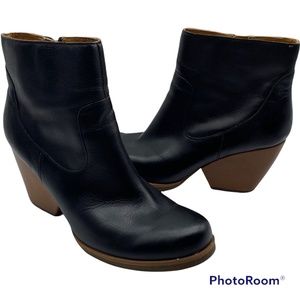 Korks by Kork-Ease Womens 11 Patrina Ankle Boots Bootie Black Leather Block Heel